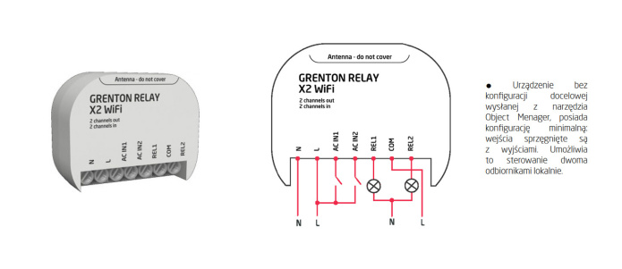 Moduł sterowanika GRENTON - RELAY X2 WiFi WRE-202-W-01